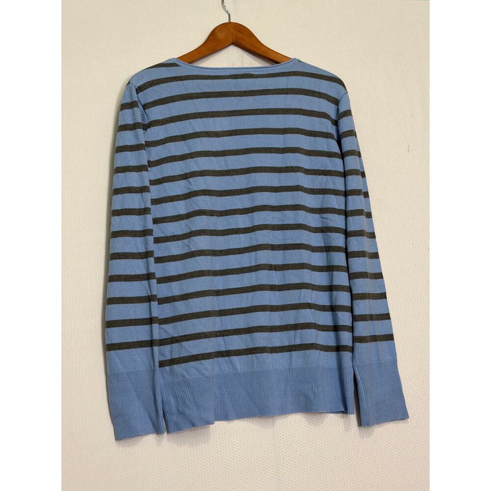 New York & Company XL Blue Gray Striped V Neck Sweater Sequin‎ Detail NWT - Picture 8 of 10